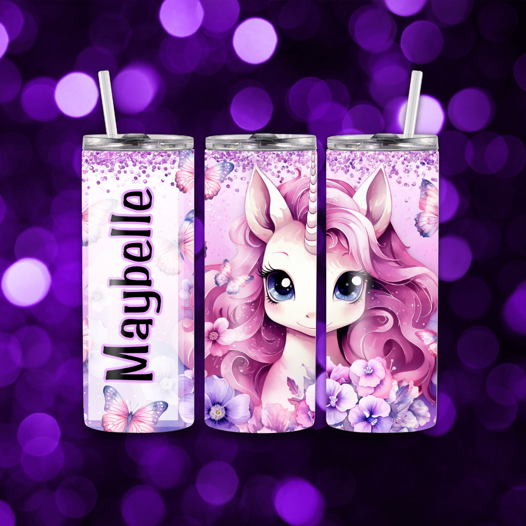20 OZ Skinny Unicorn Sublimation Tumbler with custom name
