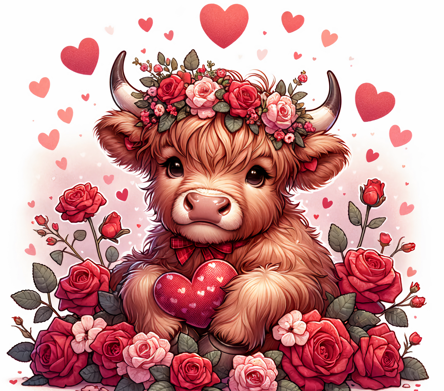 20 OZ Skinny Valentines Highland Cow Sublimation Tumbler