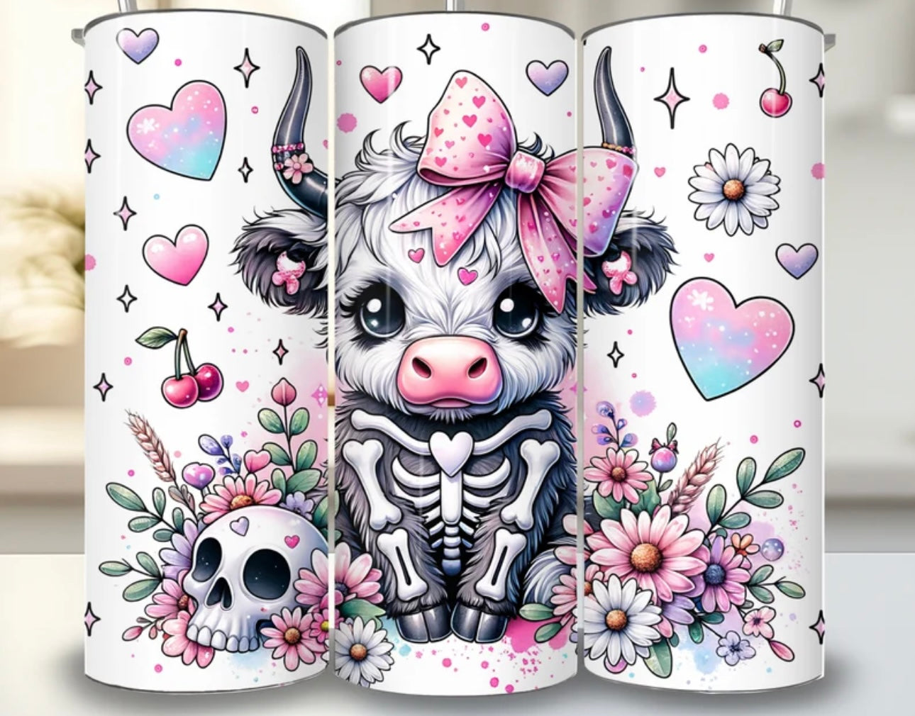 20 OZ Skinny Highland Cow Coquette Halloween Sublimation Tumbler