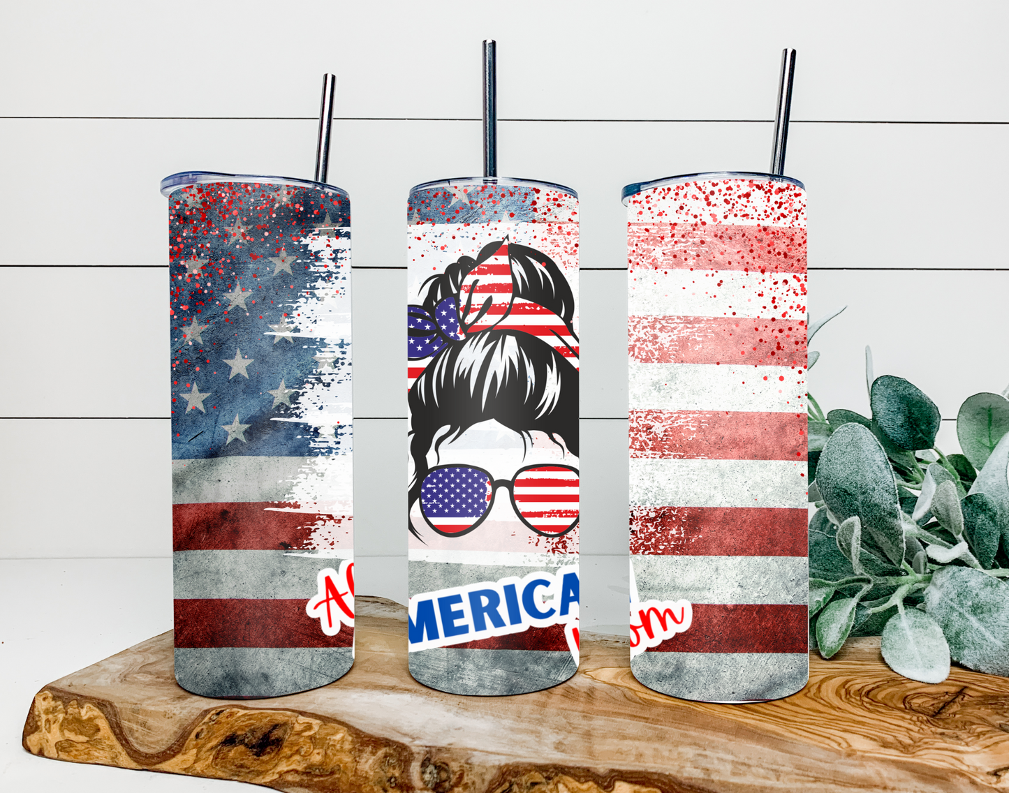 20 OZ Skinny Tumbler All American Mom and Mini