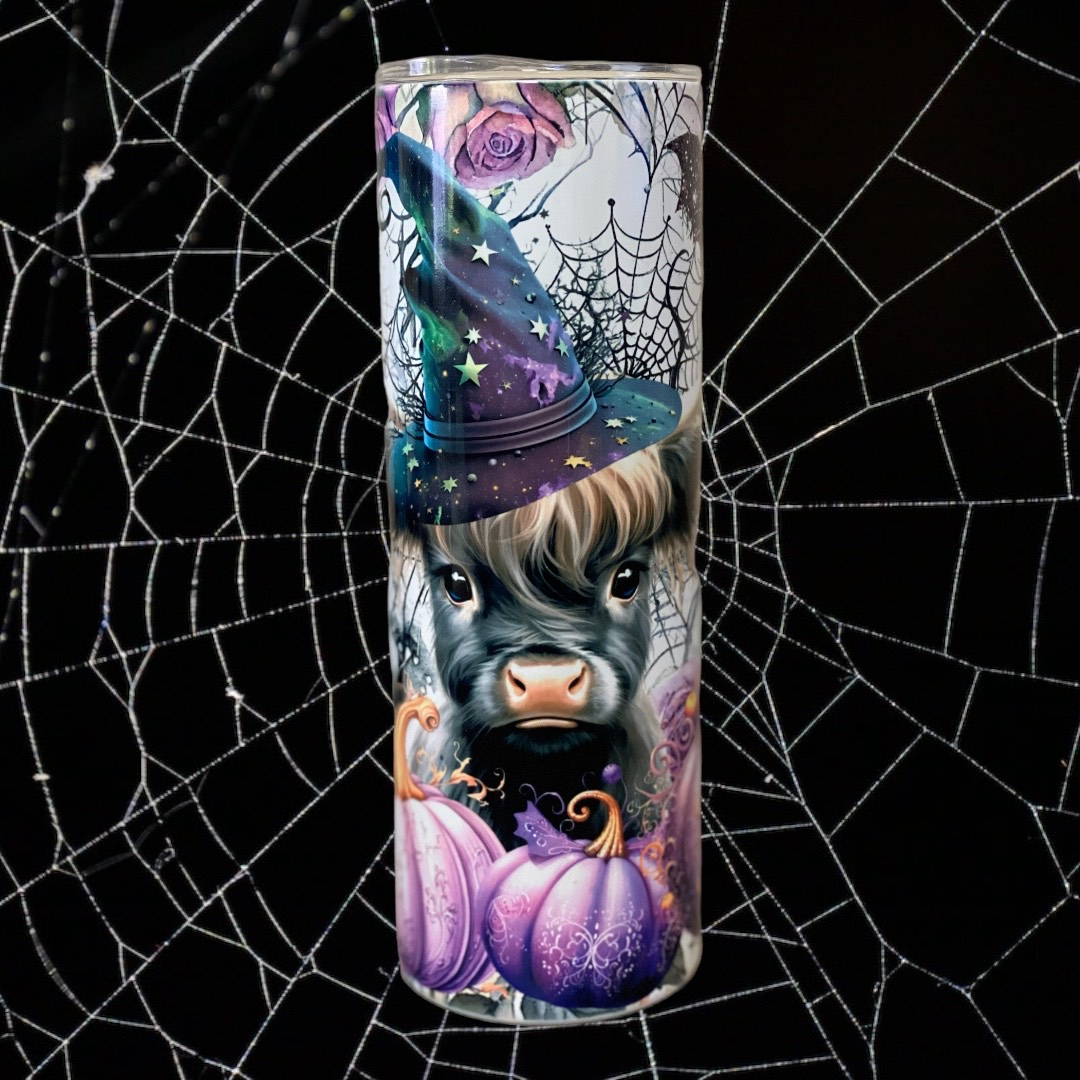 20 OZ Skinny Highland Cow Halloween Sublimation Tumbler