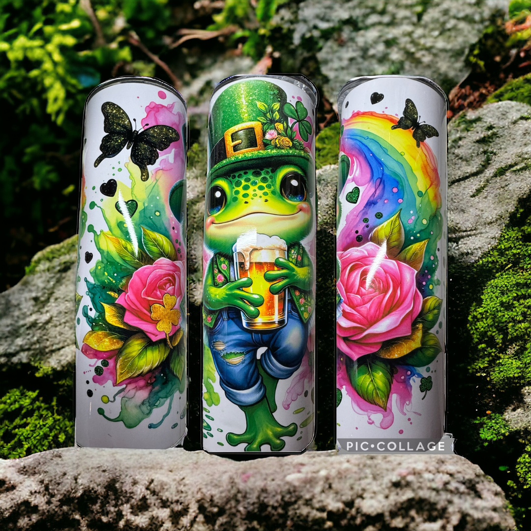 20 OZ Skinny St. Patricks Day Frog with Beer Tumbler