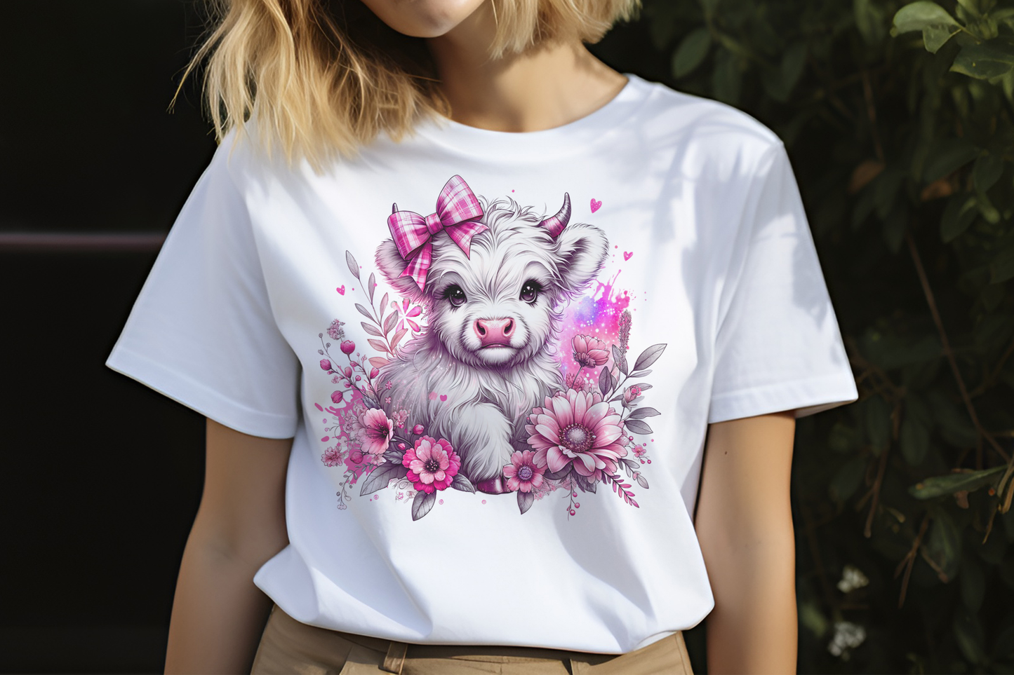 White Highland Cow Tshirt