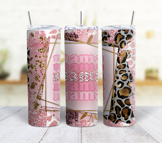 Sublimation Tumbler, Gift for mom, mama, pink, leopard