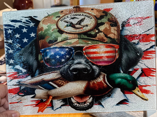 11x7 Duck Hunting Glass Cutting Board