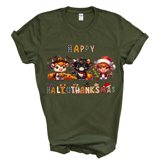 Highland Cow Hallothanksmas T-Shirt