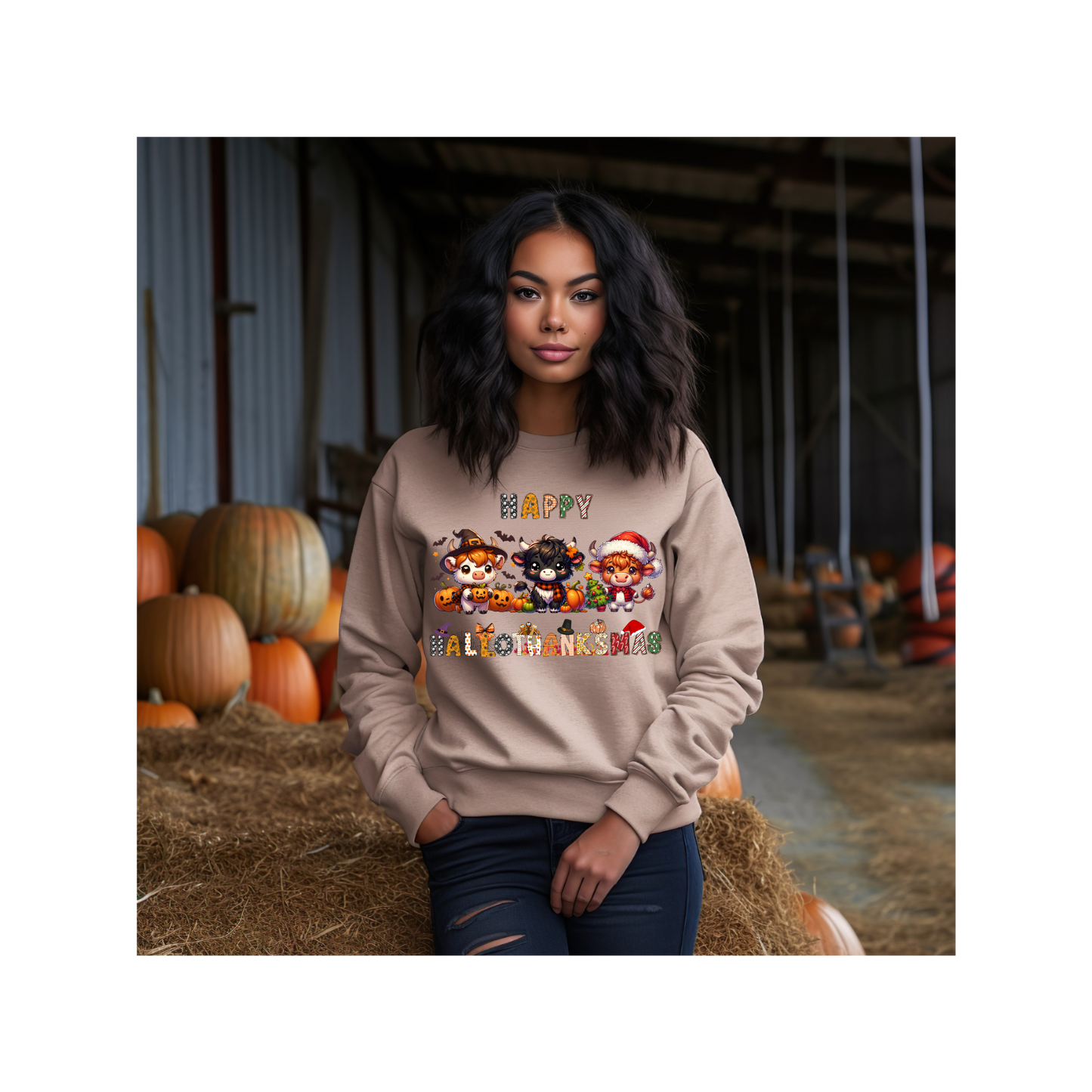 Highland Cow Hallothanksmas Sweatshirt (Copy)