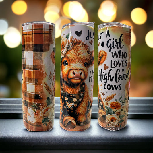 20 OZ Skinny "Just a girl that loves Highland Cows" Sublimation Tumbler