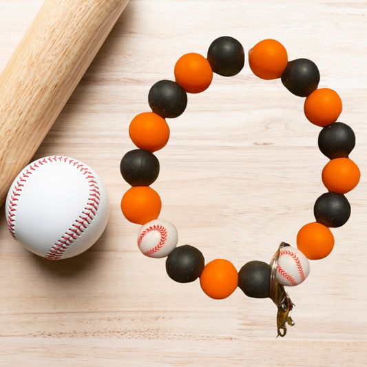 Baseball black and orange Wristlet